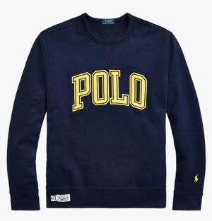Ralph Lauren Men's Navy Blue Sweatshirt with Yellow Logo